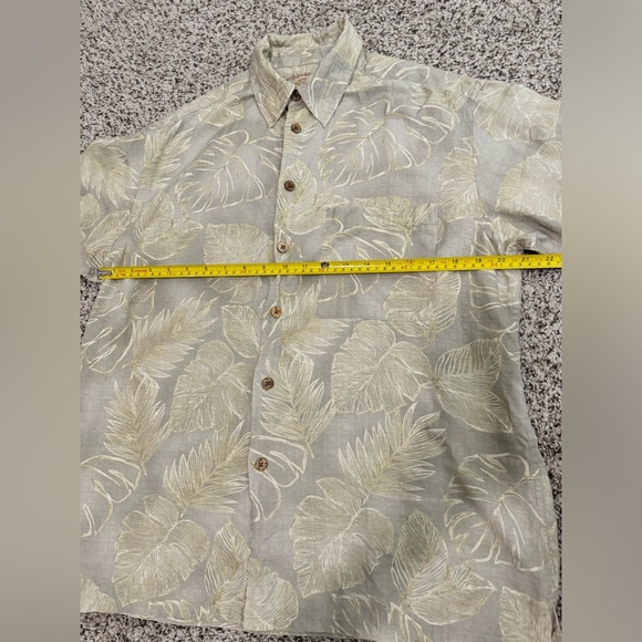 Caribbean Silk Blend Tropical Leaf Print Short Sleeve Shirt Mens Size M - Picture 7 of 11